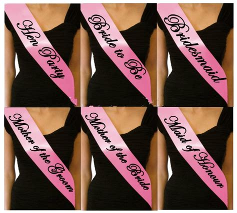 5pcs Pink Satin Bride To Be Sash For Hen Party With Black Letter