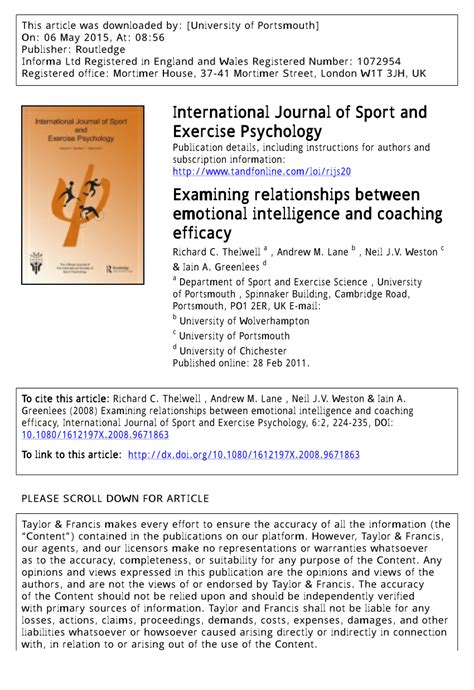 pdf examining relationships between emotional intelligence and coaching efficacy