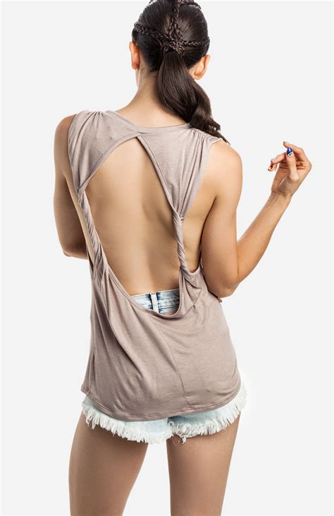 Open Back Tank Top In Taupe Dailylook