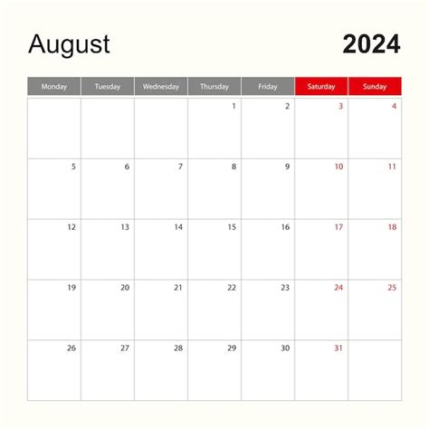 Premium Vector Wall Calendar Template For August 2024 Holiday And