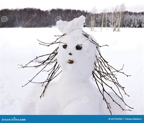 Snow Man Fairy Winter Woman Made Of Snow Balls Stock Photo Image Of
