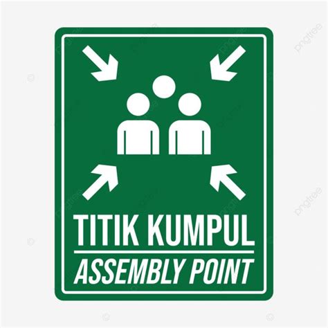 An Assembly Point Sign With Arrows Pointing In Different Directions