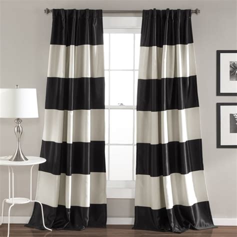 Lush Decor Montego Black And Gold Polyester Striped Window