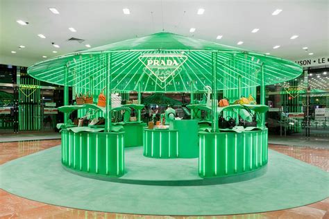 prada takes over galeries lafayette for hyper leaves pop up pop up shops lafayette paris