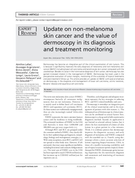 Pdf Update On Non Melanoma Skin Cancer Giuseppe Argenziano And