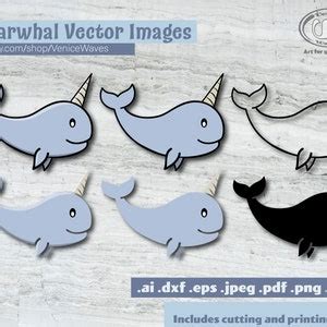 Narwhal SVG Narwhal Cut File Narwhal Clipart Narwhal PDF Dolphin Download Digital Download