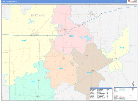 Eastland County Tx Wall Map Color Cast Style By Marketmaps Mapsales