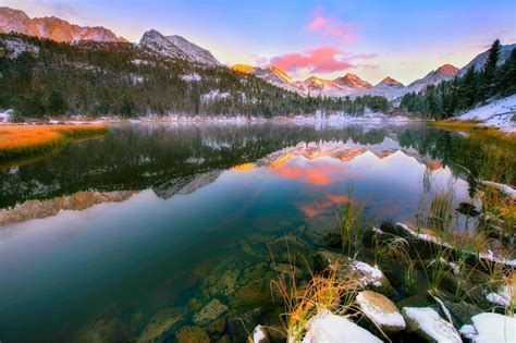 Nature Landscape Lake Mountain Forest Water Reflection Sunset