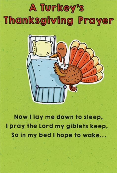 Recycled Paper Greetings Turkey Thanksgiving Prayer Funny Humorous