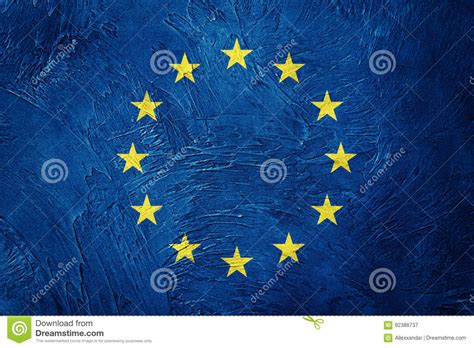 Grunge Europe Union Flag Eu Flag With Grunge Texture Stock Image
