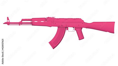 ภาพประกอบสต็อก Pink Ak 47 Assault Rifle Isolated On White Background
