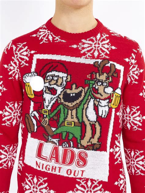 Mens Christmas Jumper Red Santa Xmas Wasted Lads Size S M L Xl Navy