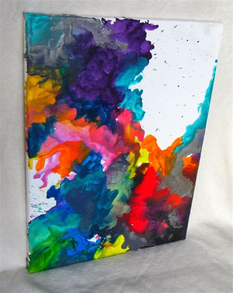 Abstract Multicolor Melted Crayon Art On Canvas Etsy Crayon Art
