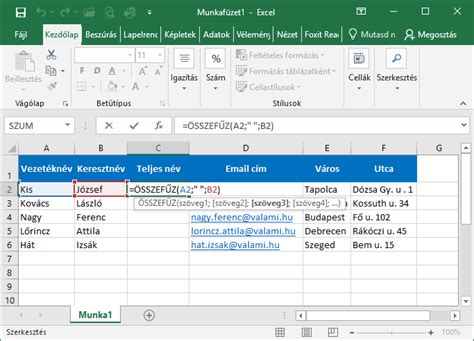 Összefűz Függvény Szünet Hozzáadása Excel Optimer Kft Honlapja