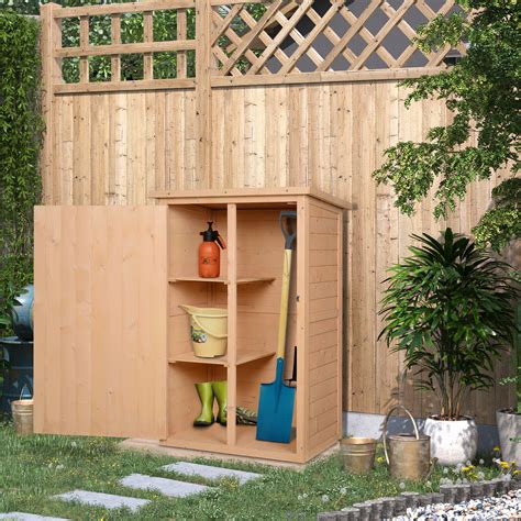 Outsunny Wooden Garden Storage Shed Fir Wood Tool Cabinet Organiser