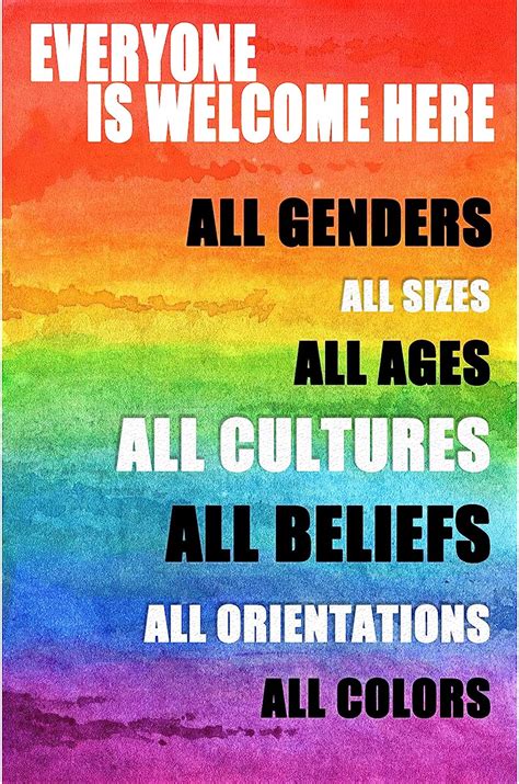 Buy Uiliko Everyone Is Welcome Here Poster Lgbtq Posters For Classroom Dorm Wall Decor Rainbow