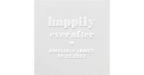 Bold Retro Typography Happily Ever After Wedding Embosser Zazzle