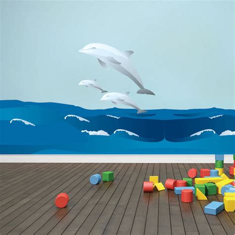 Dolphins And Waves Wall Decal Animal Wall Decal Murals Primedecals