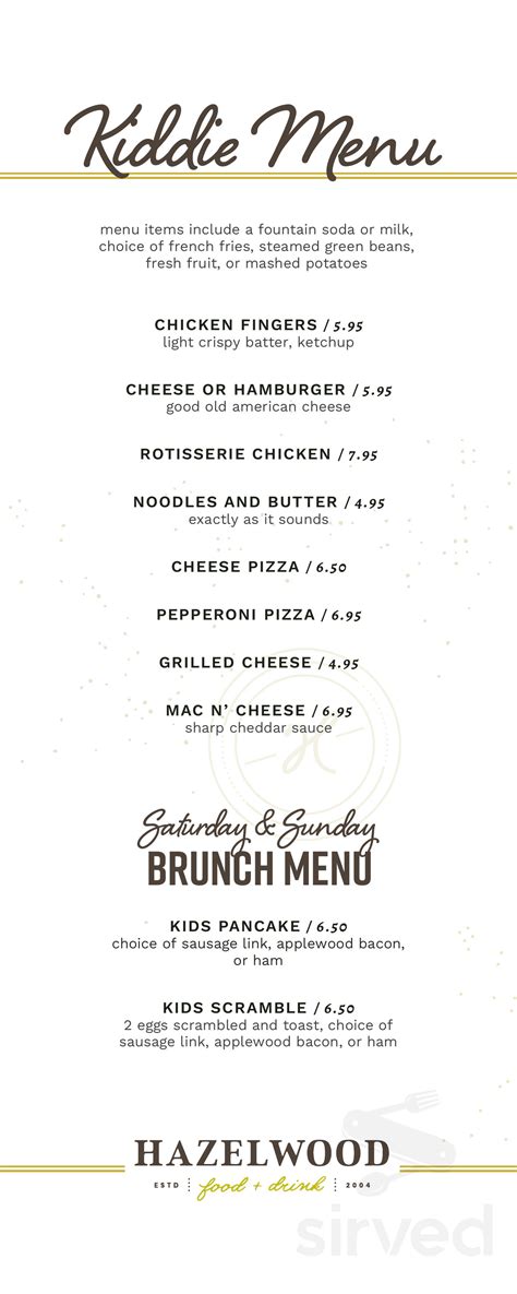 Hazelwood Food & Drink - St Louis Park menu in St Louis Park, Minnesota
