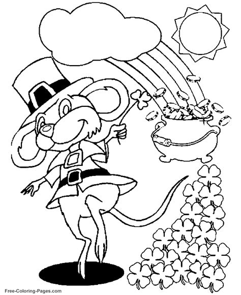 Patrick's day crafts, games, songs and printables. St Patricks Day Coloring Pages Mouse And Shamrocks ...
