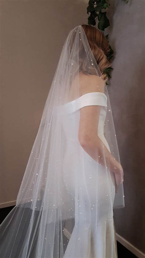 Nadia Long Pearl Bridal Veil Tania Maras Bespoke