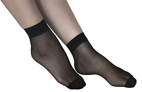Lanko 5 Pairs Ankle High Thin Socks Nylon Hosiery Women Spandex Sheer