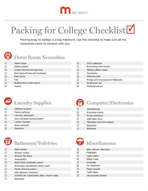 Packing For College Checklist College Checklist College Packing