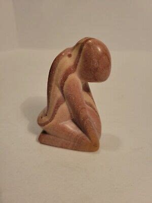 VTG Female Sculpture Kneeling Praying Woman Handmade Carved Stone Lady