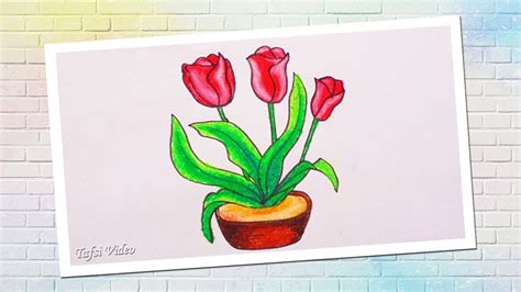 Cara Menggambar Bunga Tulip Dengan Oil Pastels Gambar Bunga Yang