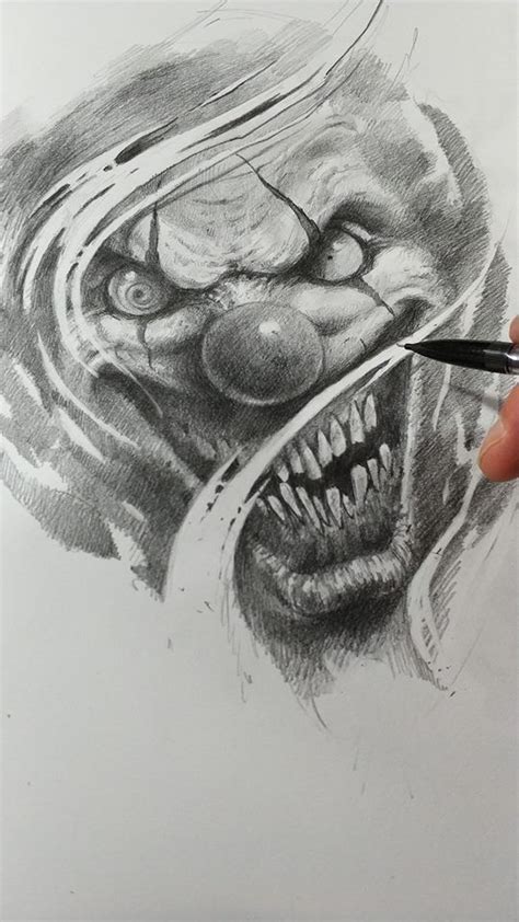 Clown By AndreySkull Badass Drawings Creepy Drawings Tattoo Style Drawings Sketch Tattoo