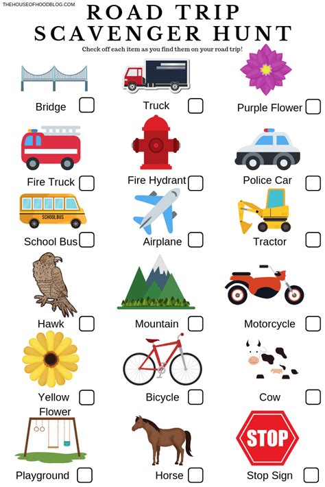 Printable games guide great for family road trips. Road Trip Scavenger Hunt - The House of Hood Blog