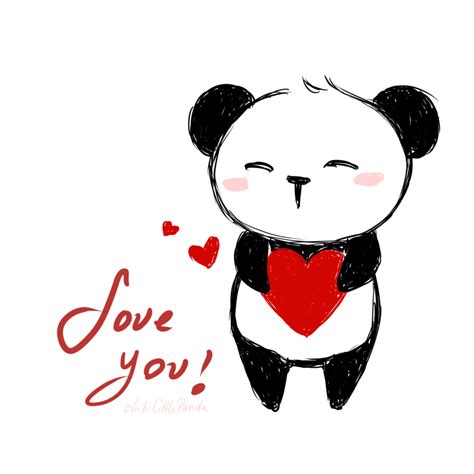 Cute Panda Love Drawing Free Download On Clipartmag