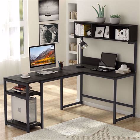 Rated 4.5 out of 5 stars. Tribesigns L-Shaped Desk with Hutch, 68 Inches Corner ...