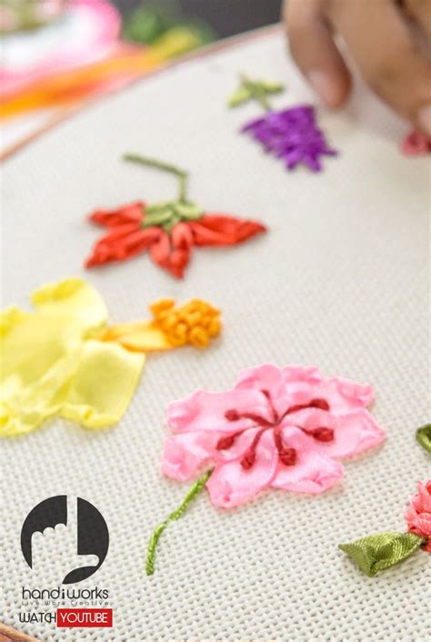 10 Ribbon Flowers By Hand Hand Embroidery Tutorials By Handiworks