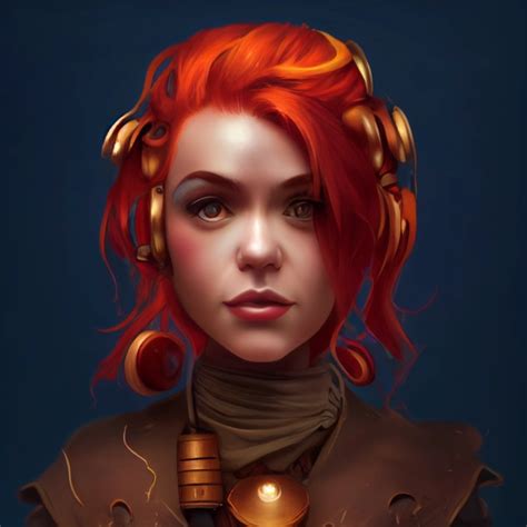 Fantasy Artificer 3 Female Human Red Hair Brown Midjourney Openart
