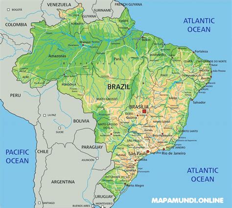 ⊛ Mapa De Brasil 🥇 Político And Físico Con Nombres Y Provincias 2022