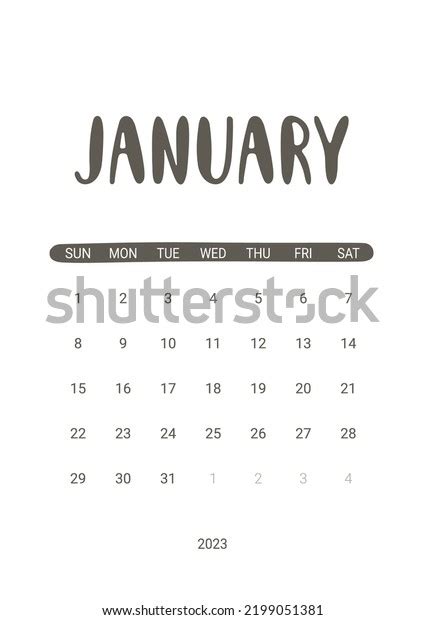 Vektor Stok Vector Calendar January Week Starts Tanpa Royalti