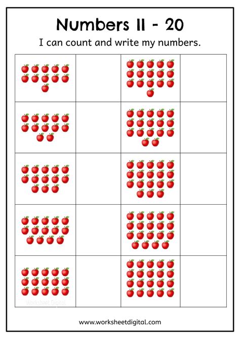 Numbers 11 20 Pdf Worksheets Count And Write 11 20 Worksheet Digital