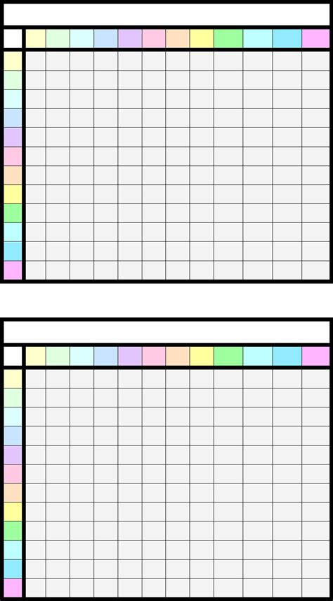 Free Printable Blank Multiplication Chart Pdf Printable