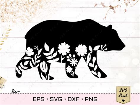 Floral Bear SVG grizzly By SVGPouch | TheHungryJPEG.com