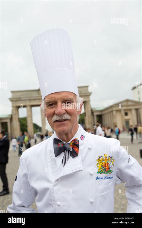 Swiss Chef Anton Mosimann Poses In Front Of Brandenburg Gate In Berlin