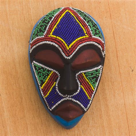 Unicef Uk Market Colorful Beaded African Wood Mask From Ghana Abusua