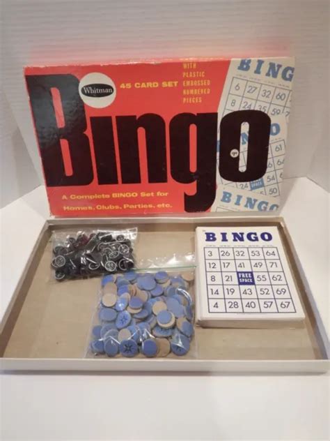 Vintage 1959 Whitman Bingo Game 4709 Plastic Embossed Numbered Pieces
