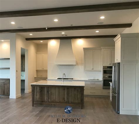 Sherwin Williams White Duck greige cream walls. BEnjamin Moore Edgecomb