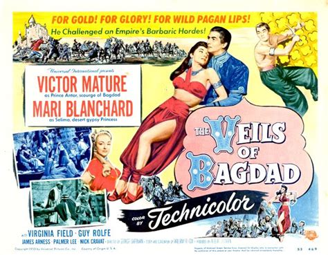 veils of bagdad lobby card starring victor mature and mari blanchard 1953 1