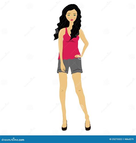 Stylish Girl In Shorts Stock Vector Illustration Of Front 25273322