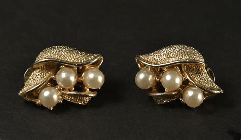 Two Pairs Kramer Gold Tone And Faux Pearl Clip On Earrings Etsy