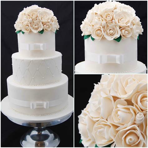 Little Robin 3 Tier Ivory Wedding Cake With Sugar Roses