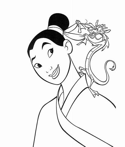 Mulan Mushu Coloring Drawing Princess Disney Dessin