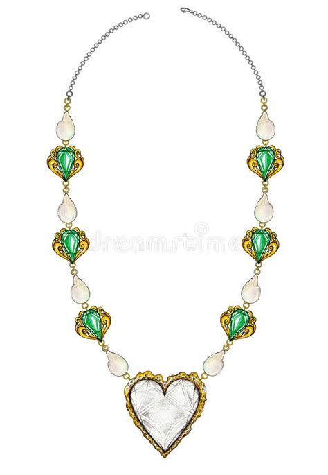 Jewelry Design Art Vintage Mix Heart Long Necklace Stock Photo Image